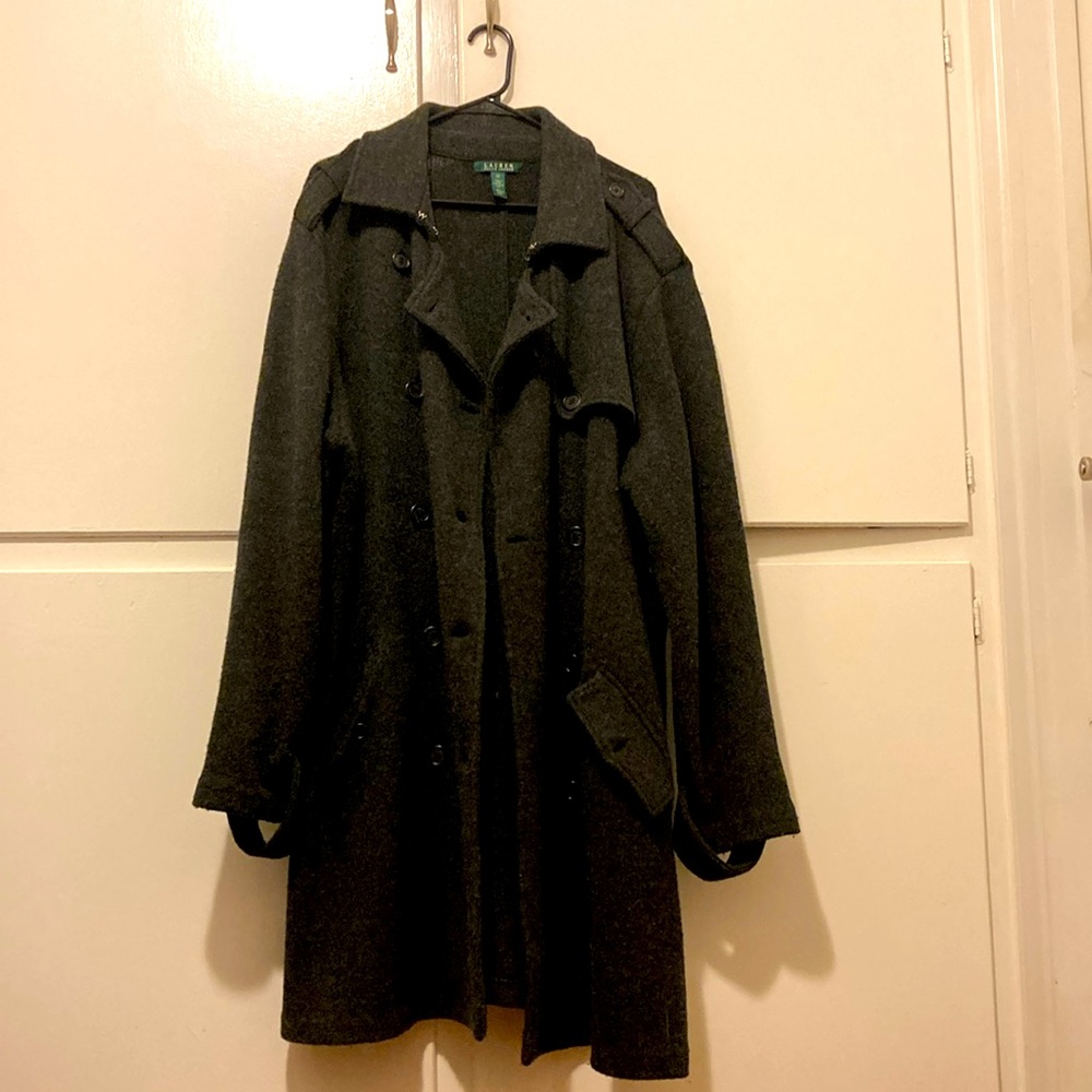 Lauren Ralph Lauren 3X Grey Gray 100% Lambswool Long Coat
